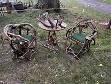 Zwei Stühle & Tisch Aus Abwurfstangen HIRSCHGEWEIH Unikate
