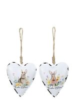 Herz Dekohänger Hase Ostern Metall Shabby 2er Set 9,5x2xH11cm + 11cm