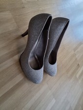 Neu Tamaris Damen Pumps Silber Glitzer Gr. 40