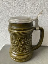 Bierkrug von BMF mit Zinndeckel, Steingut sehr gut erhalten Bierseidel