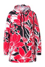 MIAMODA Damen große Größen Hoodie Blütenmuster Kapuze Langarm 832243
