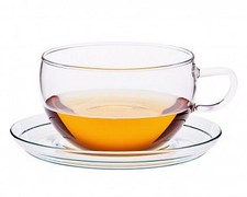 Jumbotasse mit Glasunterteller