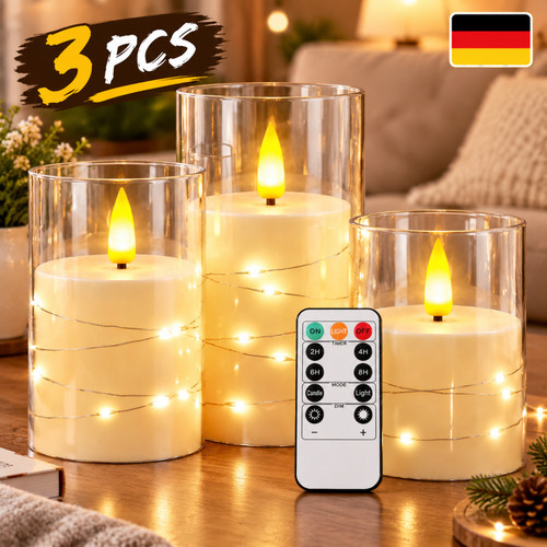 3er set led kerzen echtwachs - 3er-set,
