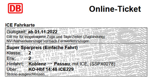 Ticket fahrkarte koblenz - fahrkarte,