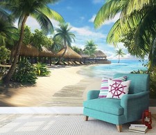 Fototapete Strand Meer 3D Palmen Wohnzimmer VLIES TAPETE XXL + KLEISTER 315