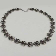 Silberkette mit Granat Halskette Trachtenschmuck Collier Silber
