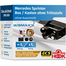 ANHÄNGERKUPPLUNG für Mercedes Sprinter 06-18 starr HOOK +13pol E-Satz ABE