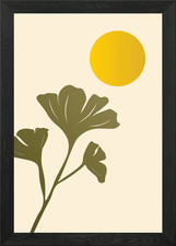 Gelbe Sonne mit grünem Blatt