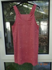 Kleid Damen Trägerkleid Trägerrock Feincord altrosa mit Perlen Gr. L von Shein