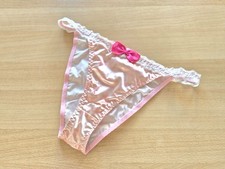 Damen Satin Slip mit kleiner Spitze, Dessous, Panty, Gr. L, Neu mit Elasthan