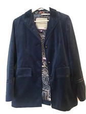 Samtblazer von Nationality Gr 38 blau, buntes Innenfutter, sexy cool wie neu