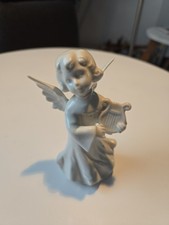 GRÄFENTHAL Thüringen Porzellan WEIHNACHTSENGEL mit Harfe, 10cm 