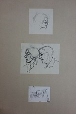 Köpfe 3 Federzeichnungen