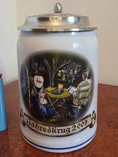 Bierkrug Paulaner Jahreskrug 2009 Steunkrug Mit Zinndeckel Motiv Sammlerstück