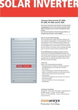 Sunways Wechselrichter NT 2600/4000/4000 mit Software