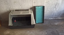 Hundebox aus Hart Plastik Metall Gitter . Rampe 170cm Klappbrücke. 