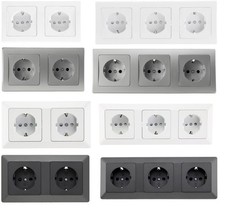 Schutzkontakt Steckdose 230V UP Unterputz 2-fach 3-fach Rahmen Doppel Dreifach