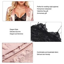 4-teiliges Damen-Pyjama-Set Aus Satin Mit Floralem Spitzenbesatz Leibchen