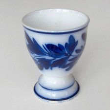 Porzellanbecher weiß blau 10,8cm Porzellankelch Kelchtasse - Deko retro shabby