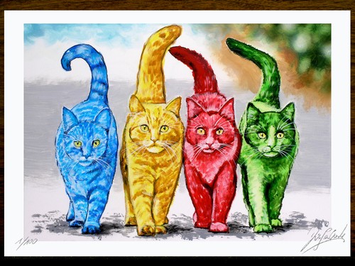 Original kunst grafik - kunst, katzen