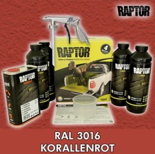 Raptor Lack Beschichtung 4er Set + UBS Pistole/tönbar, schwarz, RAL Farben/Upol