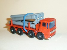 MATCHBOX LESNEY PIPE TRUCK No. 10D, unbespielt mit sechs grauen Plastikrohren