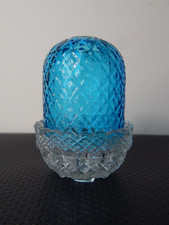 Antike kleine Glas Feenlampe klarer Sockel - hellblau Top