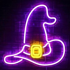Neon LED Licht Hexen Hut