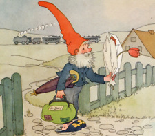 125/484 AK ZWERG EISENBAHN BAHNHOF PANTOFFELN ZAUN sign. SAVELSBERG M.S.