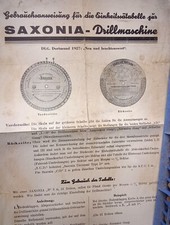 Saxonia Drillmaschine Gebrauchsanweisung Faltblatt Bernburg Siedersleben