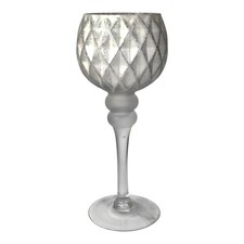 Glaskelch 30cm weiß silber