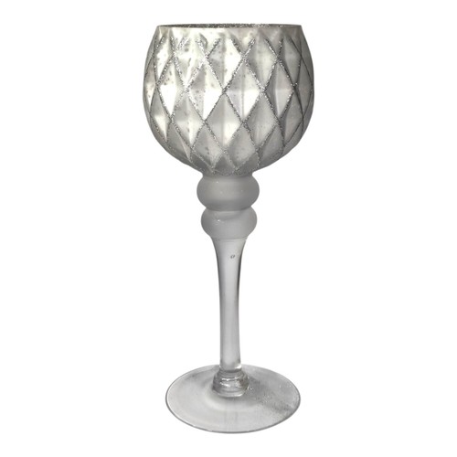 Glaskelch 30cm weiß silber