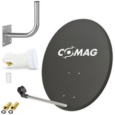 COMAG Digitale SAT Anlage 80cm Spiegel Schüssel + SINGLE LNB + Wandhalter Set HD