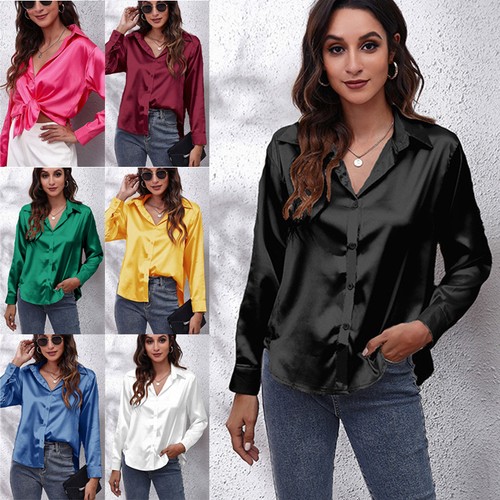 Damen bluse satin seide - satin,