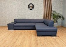 Blaues Echtleder Ecksofa Echt Leder Eckcouch London Sofa mit Bettfunktion Blau