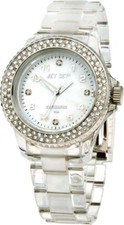 Jet Set Damenuhr  Miyotawerk Polycarbonat Armbanduhr Swarovski Steine Neu #068