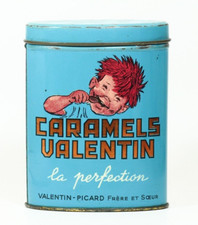 Alte Seltene Blechdose Französische Werbung Valentins Picard Bonbons - Box