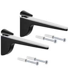 2x Glas Regal Bodenträger Wandkonsole Klemmträger Fachboden Tablarträger schwarz