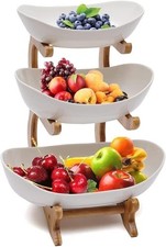 Keramik Obst Etagere mit 3 Etagen, Platzsparendes Obstkorb Etagere