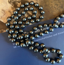 Lange Halskette aus Hämatitperlen 41 cm / 125 g, anthrazitglänzend (Heilstein)