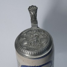 Jugendstil 1l Maßkrug Bierkrug Franz Ringer 1900 Merkelbach Zinndeckel 