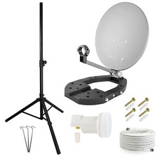 HDTV HD Camping mini SAT Anlage Spiegel Stativ LNB Set Mobile Schüssel Kabel