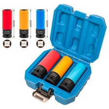 3TLG FELGEN KRAFT-STECKNUSS-SAT 17 19 21 MM 1⁄2″ SCHLAGSCHRAUBER NUSS SECHSKANT