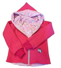 Wollwalkjacke Zipfeljacke Einhorn StickereiWendejacke Kapuze Kinder Baby Handmad