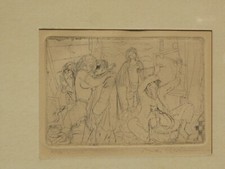 Max Schwimmer, Kaltnadelradierung handsigniert. "Im Freudenhaus"