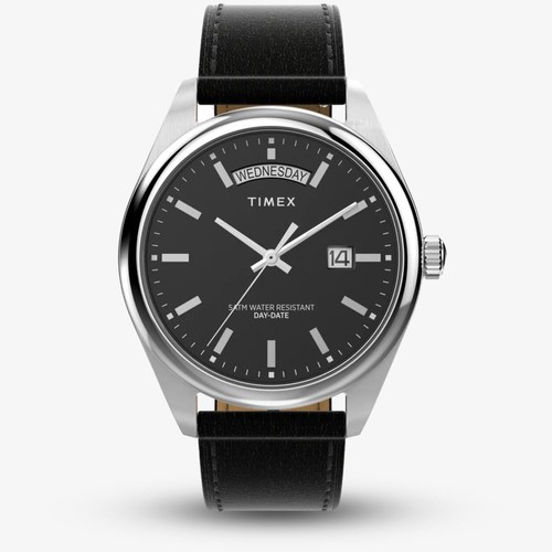 Timex legacy schwarze lederuhr - legacy,