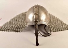 Wikinger Helm Nasalhelm mit Kettenbrünne als Nackenschutz Ritterrüstung