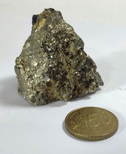 Schöne Mineral Pyrit Stufe Katzengold Goldfarbe Schwarz aus Mineralien Sammlung