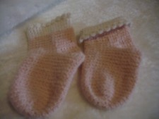  Baby Socken, gehäkel Rosa    10cm Neu 0-3 Monate  Handarbeit Wole