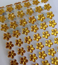 54 Selbstklebende Blumen 12 mm Glitzersteine Bordüren Strasssteine Basteln Gold